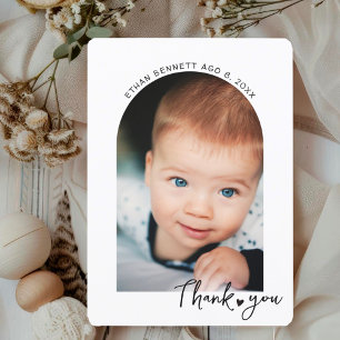 Modernes Baby-Dusche Foto Handgeschriebenes Minima Dankeskarte