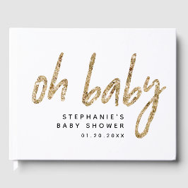 Modernes Baby Duwer Gender Neutral Glam Gold Gästebuch