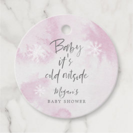 Modernes Baby Es ist kalt draußen, rosa Winterdusc Geschenkanhänger