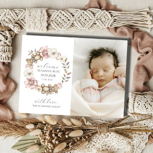 Modernes Baby Foto Birth Ankündigungspostkarte