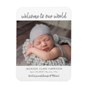 Modernes Baby-Foto - Geburtserklärung Magnet