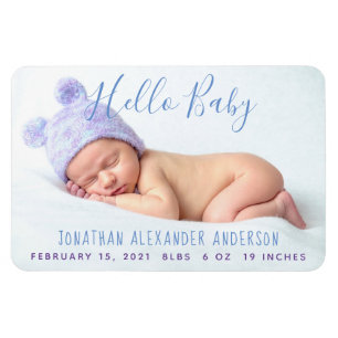 Modernes Baby-Foto - Geburtserklärung Magnet