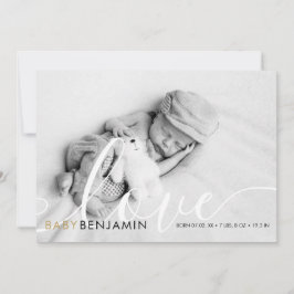 Modernes Baby Foto Script Liebe Gold Herzstück Geb Ankündigung