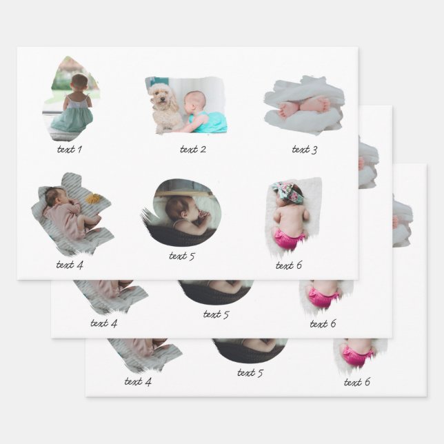 Modernes Baby Fotos Collage Geschenkpapier Set (Set)