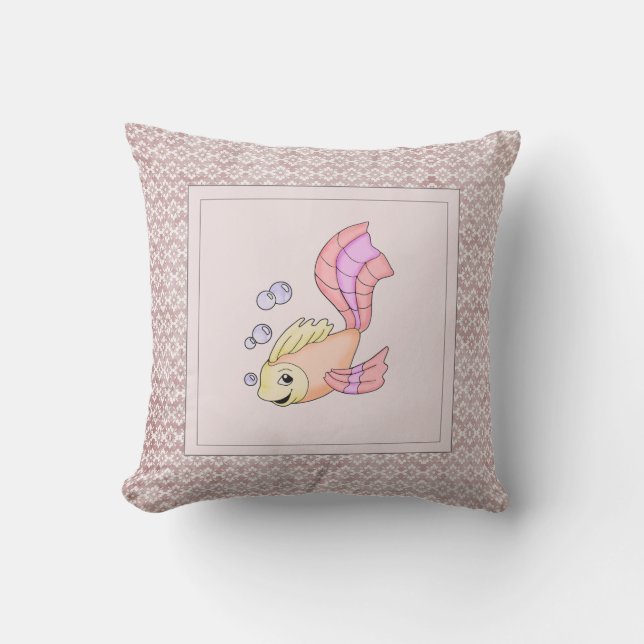 Modernes Baby für Kinder Fisch pink Kissen (Vorderseite)