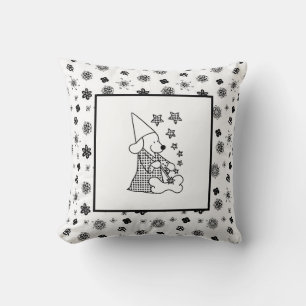 Modernes Baby für Kinder Schwarzer Dog Magician Kissen