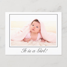 Modernes Baby Girl Foto Geburtsankündigung Postkar Ankündigungspostkarte