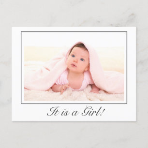 Modernes Baby Girl Foto Geburtsankündigung Postkar Ankündigungspostkarte