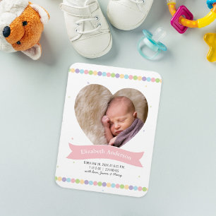 Modernes Baby Girl Foto Geburtserklärung Magnet