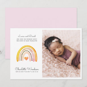 Modernes Baby Girl Foto Geburtserklärung   Rosa Ankündigung