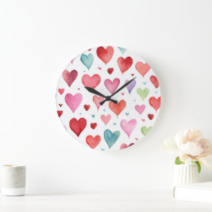 Modernes Baby Girl Kinderzimmer Herzmuster Große Wanduhr