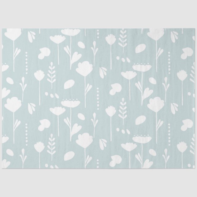 Modernes Baby Kinderzimmer Wildblume Floral Blue i Seidenpapier (Vorderseite)