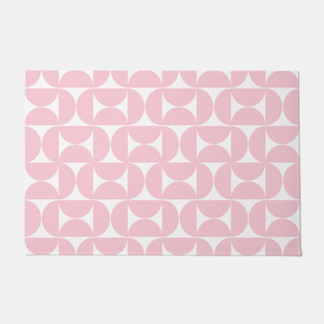 Modernes Babypink und Weißes Muster aus dem Mittel Fußmatte (Vorderseite)