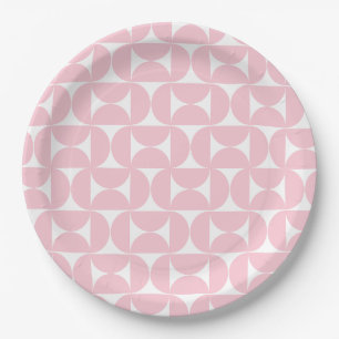 Modernes Babypink und Weißes Muster aus dem Mittel Pappteller