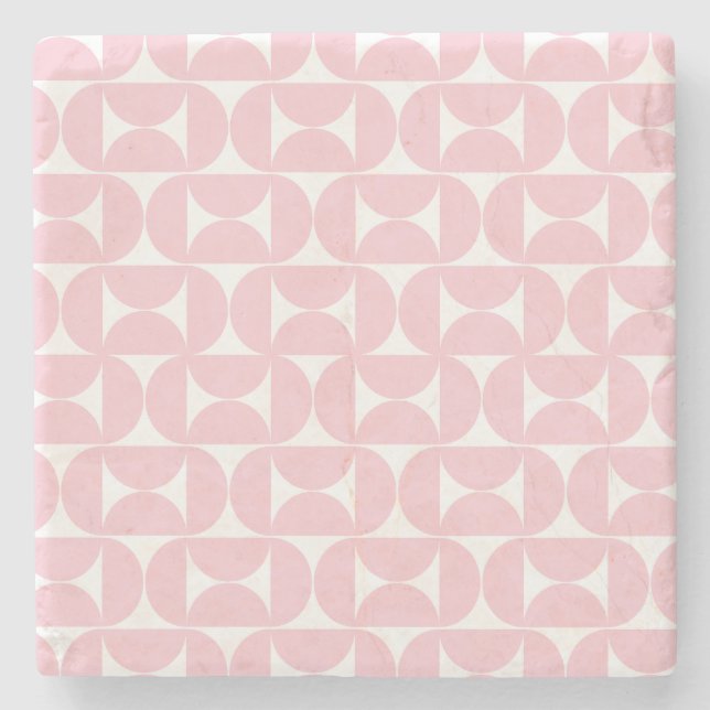 Modernes Babypink und Weißes Muster aus dem Mittel Steinuntersetzer (Vorderseite)
