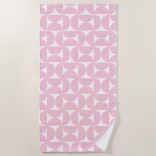 Modernes Babypink und Weißes Muster aus dem Mittel Strandtuch