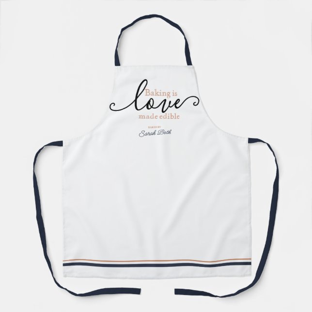 Modernes Backen ist Liebe Script auf White Classy Schürze (Vorderseite)