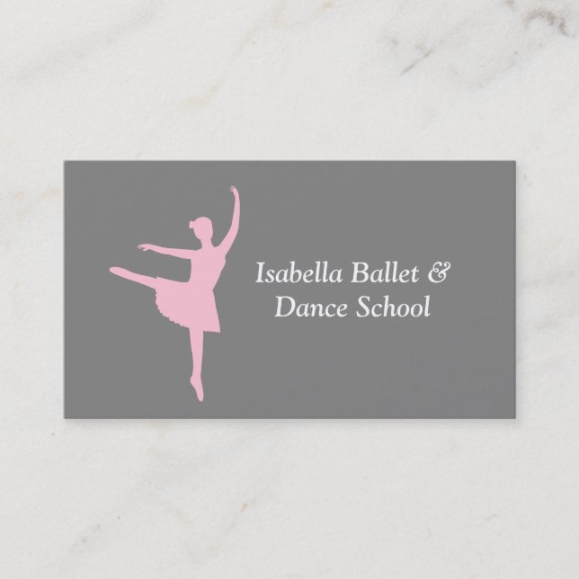 Modernes Ballerina Ballett- und Tanzstudio Grau Visitenkarte (Vorderseite)