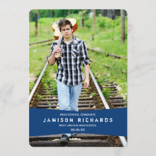 Modernes Banner Grad Party Einladung / Royal Blue