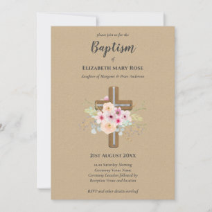Modernes BAPTISM Christening Bautizo INVITE FLORAL Einladung
