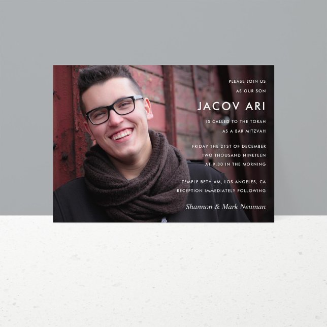 Modernes Bar Mitzvah oder Bat Mitzvah Foto Einladung (Von Creator hochgeladen)