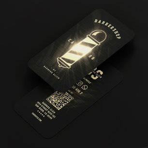 Modernes Barbershop Barber's Pole Barber Gold Visitenkarte