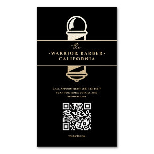 Modernes Barbershop Barbershop Barber's Pole QR Magnetische Visitenkarte