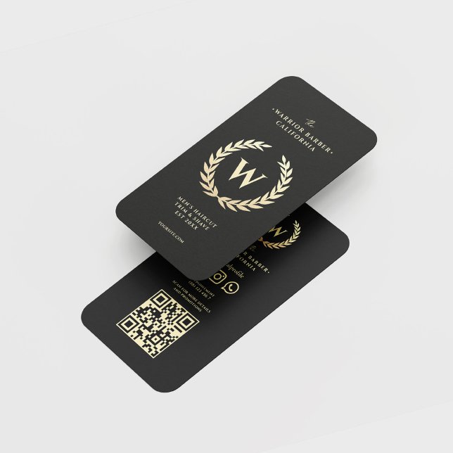 Modernes Barbershop Monogram Männer-Haarschnitt QR Visitenkarte (Von Creator hochgeladen)