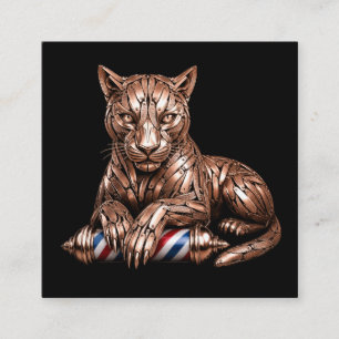 Modernes Barbier-Logo Rose Gold Panther Barber Sho Quadratische Visitenkarte