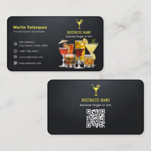 Modernes Barkeeper   Lässig Schwarz Visitenkarte
