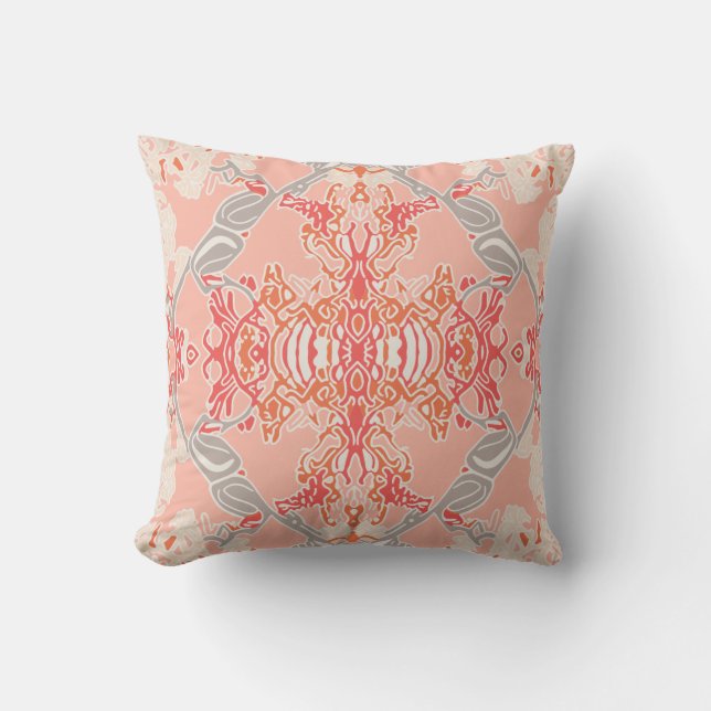 Modernes barocke Muster in rosa Creme Kissen (Vorderseite)