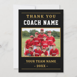 Modernes Baseball-Teamfoto Coach Dankeskarte