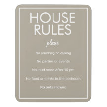 Modernes Basic Beige House Rules Gästebuch