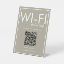 Modernes Basic Beige Wi-Fi QR Code Pedestal-Zeiche