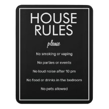Modernes Basic Black House Rules Gästebuch