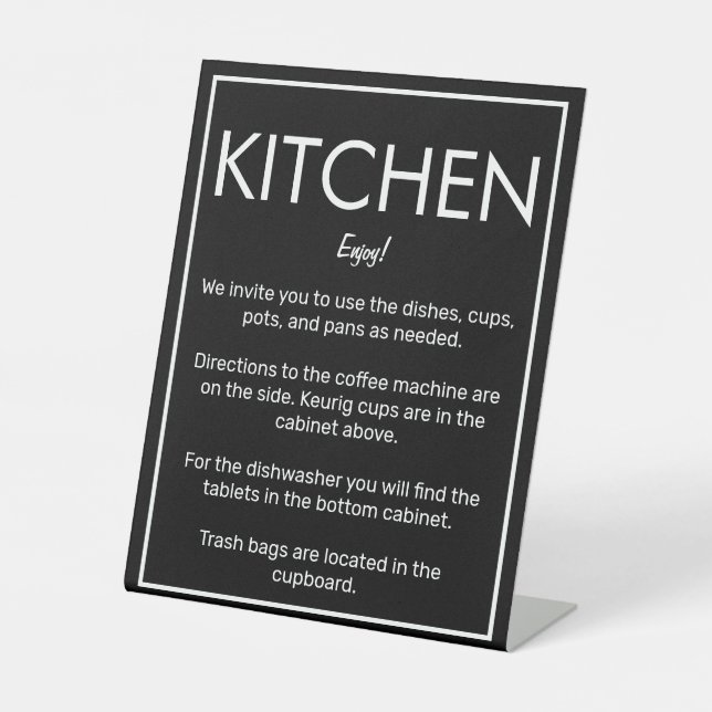 Modernes Basic Black Kitchen Counter-Zeichen Sockelschild (Vorderseite)