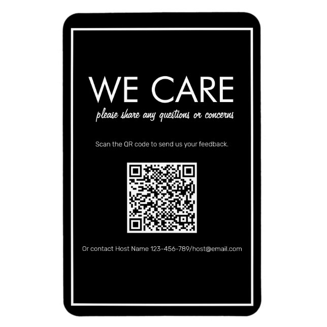 Modernes Basic Black QR Code Feedback Magnet (Vertikal)