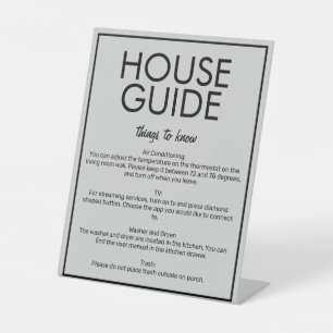 Modernes Basic Grau House Guide Gästekarten Sockelschild