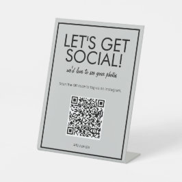 Modernes Basic Graue Social Media QR Code Table Si Sockelschild