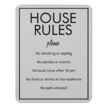 Modernes Basic Light Gray House Rules Guest Sign