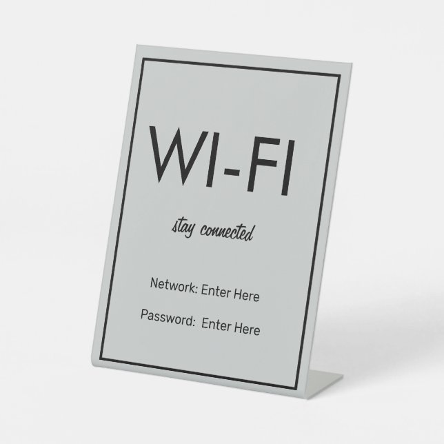 Modernes Basic Light Gray Wi-Fi Guest Pedestal Sig Sockelschild (Vorderseite)