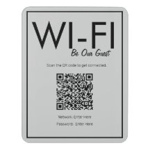 Modernes Basic Light Gray Wi-Fi QR Code Guest Sign