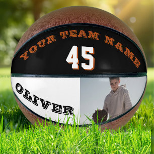 Modernes Basketball mit Teamname Nummer Foto
