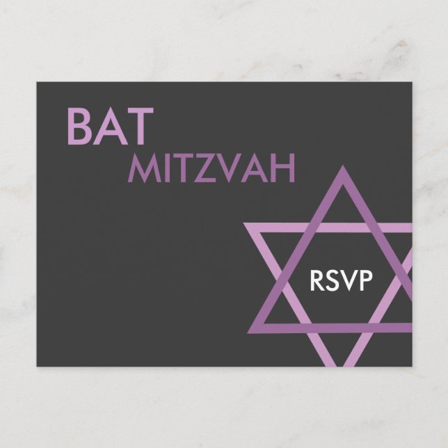 Modernes Bat Mitzvah UAWG Postcard Einladungspostkarte (Vorderseite)