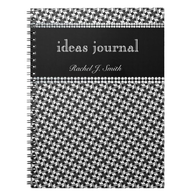 Modernes Batik BlackWhite-Muster-Notebook-Journal Notizblock (Vorderseite)