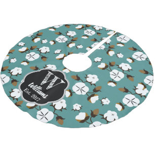 Modernes Bauernhaus Baumwolle Blume & Aquamarin Polyester Weihnachtsbaumdecke