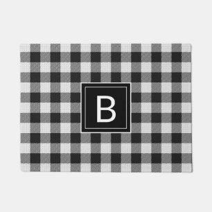 Modernes Bauernhaus Black Buffalo Kariert Mit Mono Fußmatte