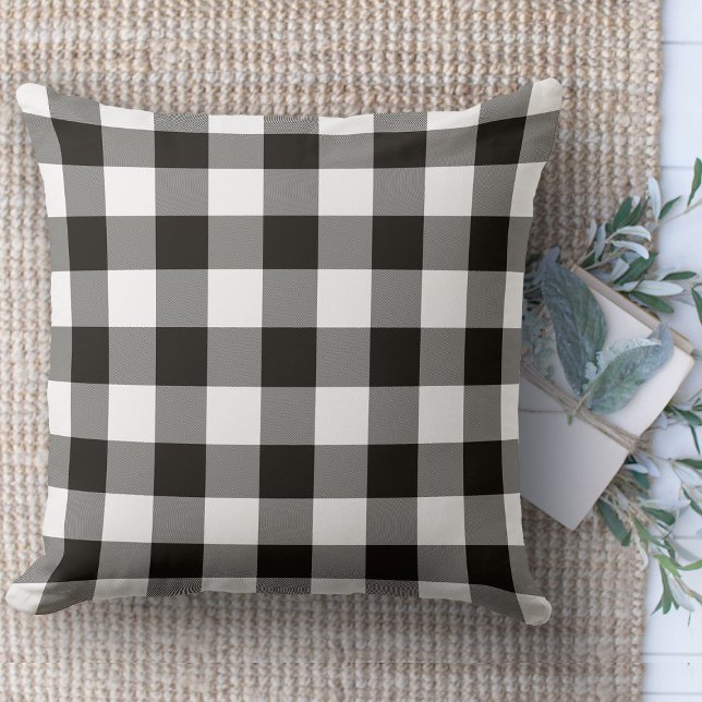 Modernes Bauernhaus Black & White Buffalo Kariert Kissen (throw pillow farmhouse pillows country plaid throw pillow brown and beige)