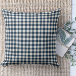 Modernes Bauernhaus Blau und Weiß Gingham Couch Kissen