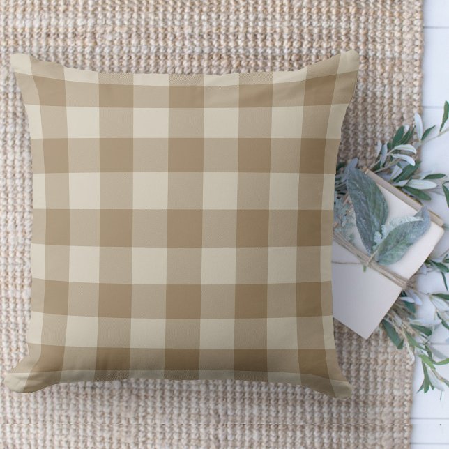 Modernes Bauernhaus Brown & Beige Buffalo Kariert Kissen (Modern farmhouse throw pillow tan and beige buffalo plaid couch pillow )